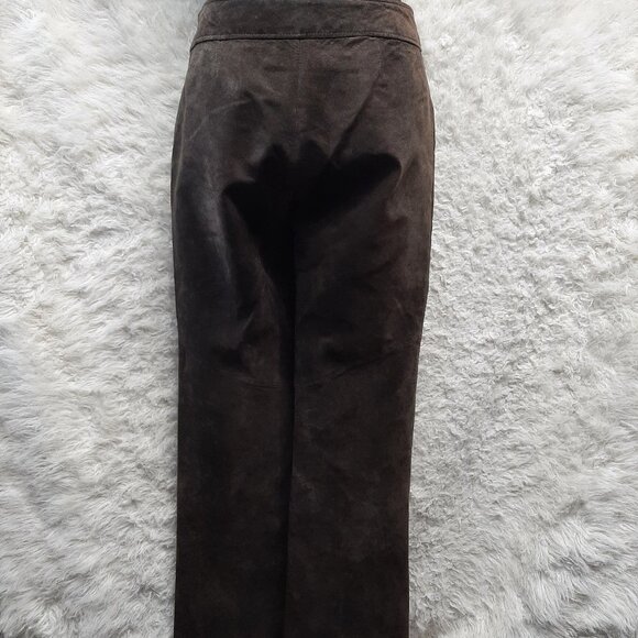 Danier Womens Brown Suede Leather Bootcut Pants Size 4 - Picture 2 of 11